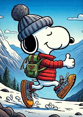 Snoopy Hiking in the Mountains