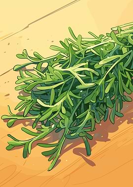 Fresh Rosemary Sprigs on Wooden Surface