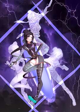 Anime Character with Ghostly Figures