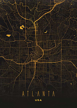Atlanta, USA City Map Artwork - Modern Minimalist Street Map of Atlanta's Iconic Urban Landscape