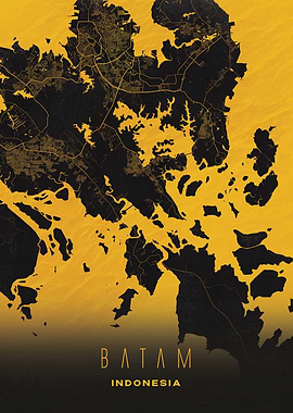 Batam, Indonesia City Map Artwork - Modern Minimalist Street Map of Batam's Iconic Urban Landscape