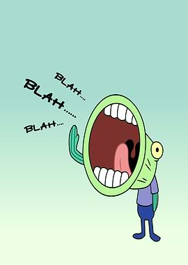 Cartoon Fish Character Shouting Blah