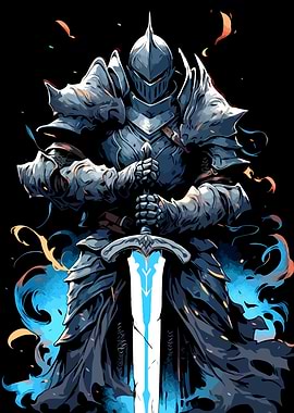 Armored Knight with Sword Digital Art
