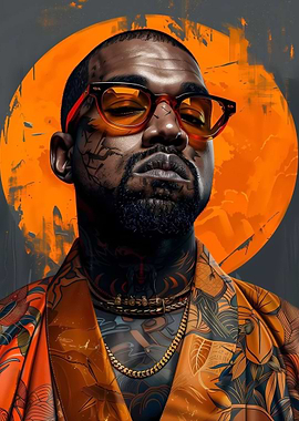 Kanye West Portrait with Orange Accents