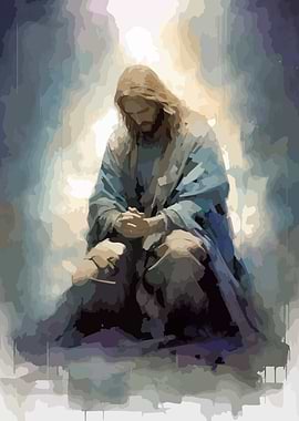 Jesus Christ in Prayer Painting