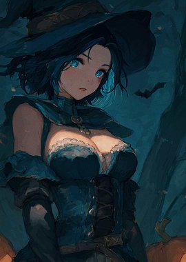 Anime Witch with Blue Eyes