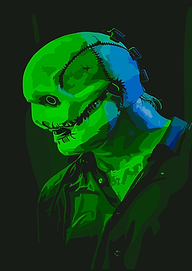 Slipknot Green Masked Figure Illustration