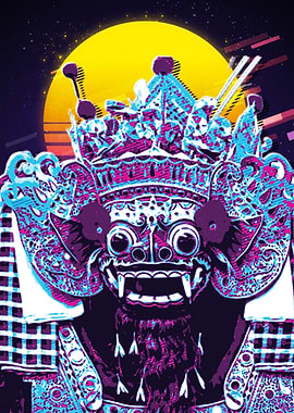 Barong Mask Retro Art