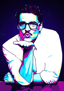 Pedro Pascal Blowing a Kiss Pop Art