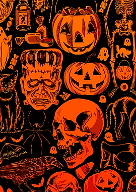 Halloween Orange and Black Pattern