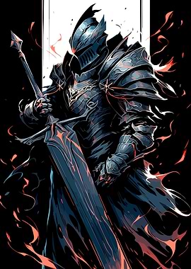 Dark Knight with Sword Illustration