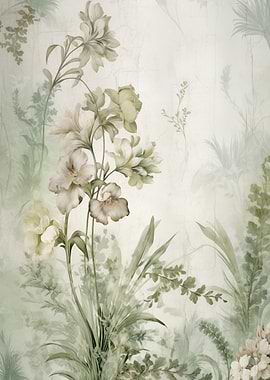 Botanical Green Floral Art