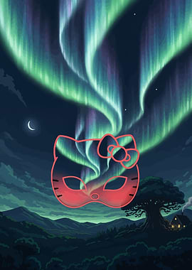 Hello Kitty Aurora Borealis Landscape
