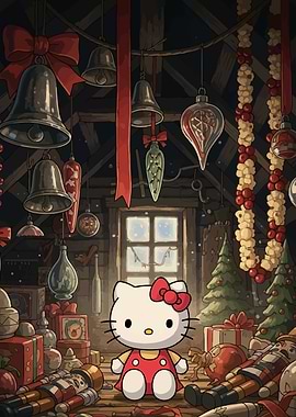 Hello Kitty Christmas Attic Scene