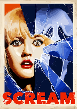 Scream Movie Poster with Woman and Glass