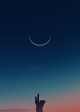 Night Sky with Crescent Moon