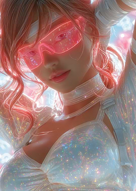 Cyberpunk Girl with Pink Visor