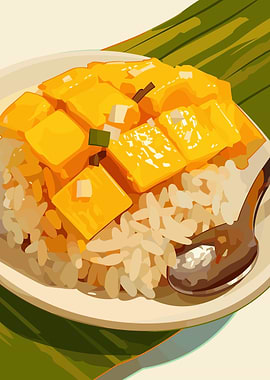 Mango Sticky Rice Illustration