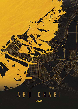 Abu Dhabi City Map Artwork - Modern Minimalist Street Map of Abu Dhabi's Iconic Urban Landscape