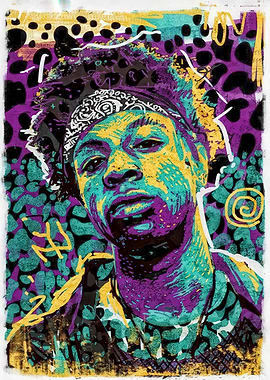 Colorful Portrait with Bandana and Patterns