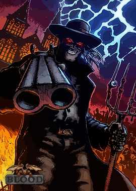 Blood: Caleb with shotgun and pitchfork