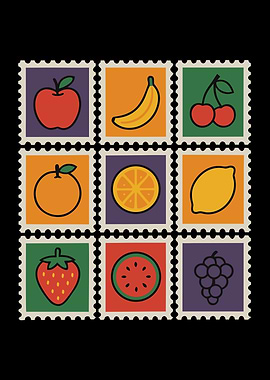 Fruit Stamps Illustration