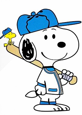 Snoopy and Woodstock Baseball Cartoon