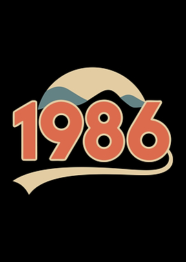 Retro 1986 Design on Black Background