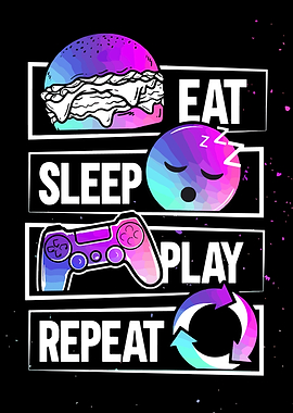 Eat Sleep Play Repeat Gaming Poster