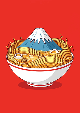 Ramen Bowl with Mount Fuji