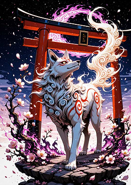 Okami Amaterasu Torii Gate Cherry Blossom Sakura Japan
