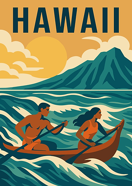 Hawaii Vintage Travel Poster