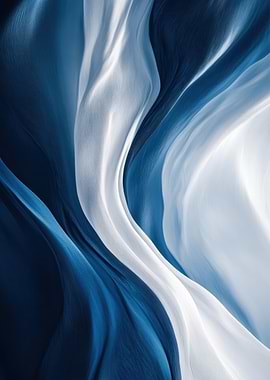 Abstract Blue and White Fabric Waves