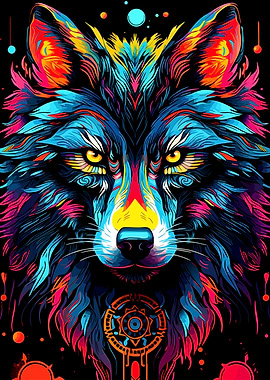 Colorful Wolf Portrait