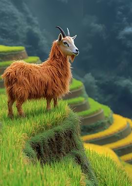 Goat on Rice Terraces