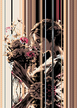 Woman with Flowers Portrait