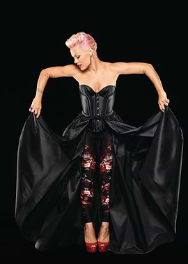 Pink in Black Corset and Gown