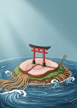 Ramen Island with Torii Gate