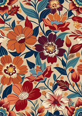Floral Pattern with Warm Tones