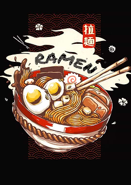 Delicious Ramen Bowl Illustration