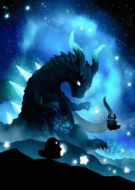 Dragon and Spirits in Starry Night