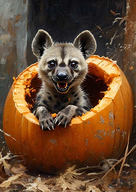 Hyena Pup in Pumpkin