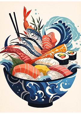 Sushi Bowl Illustration