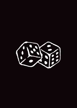 Two White Dice on Black Background