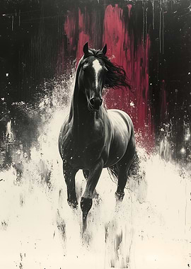 Dramatic Horse Portrait with Abstract Background