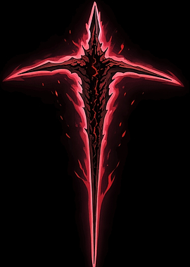 Red Glowing Sword on Black Background