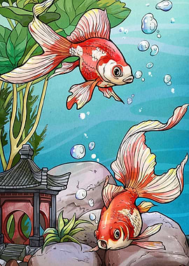 Two Goldfish Aquarium