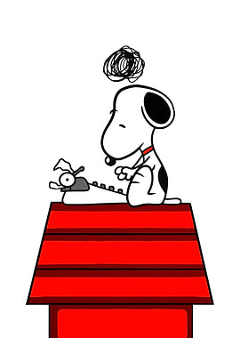 Snoopy on Doghouse with Typewriter
