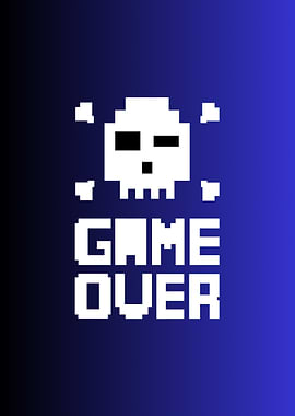 Pixelated Game Over Skull