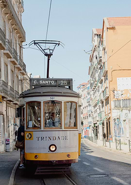 Vintage Tram in Lisbon Street